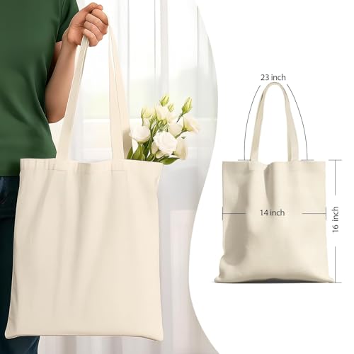 MOLOVA 1 Pack Premium Canvas Reusable Tote Gift Bags,Made of Natural Canvas with Handle,Work,DIY,Shopping(Natural) - Image 2