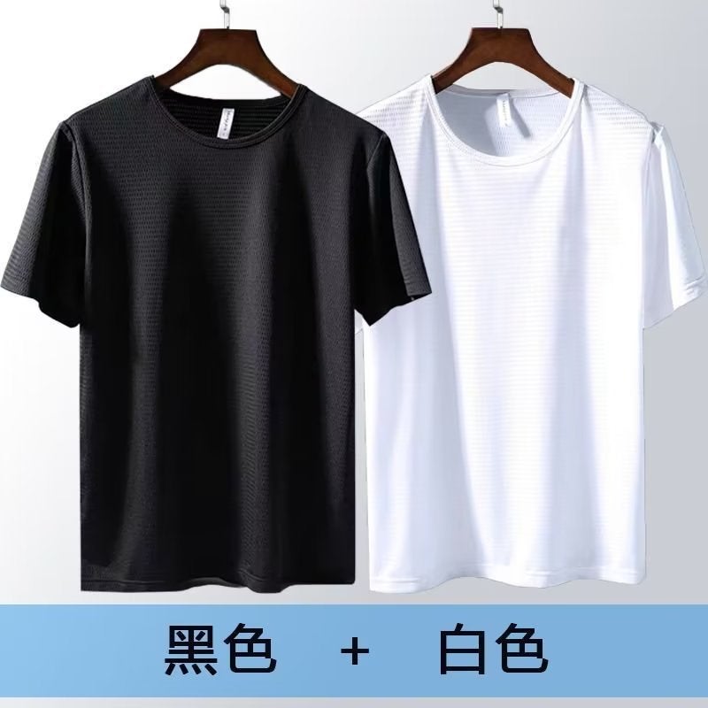 Factory wholesale ice silk quick-drying T-shirt men's summer sports T-shirt mesh breathable short sleeve thin cool sweat shirt - Image 4
