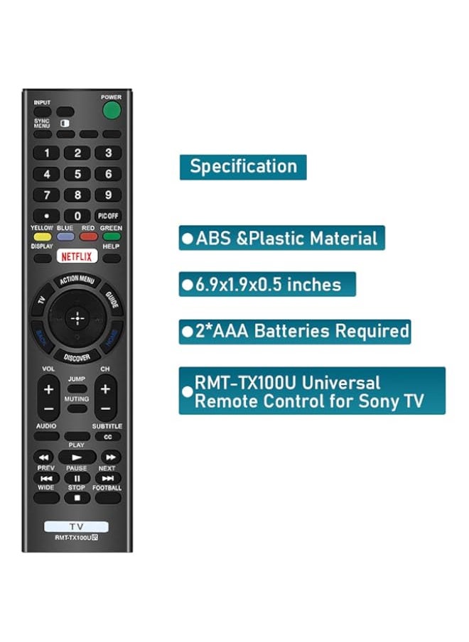 HuHa - CtrlTV Remote for Sony Bravia Smart Remote and Sony Bravia UHD Crystal 4K Smart HDR OLED TVs LCD LED HDTV RMT-TX100U with Netflix XBR KDL Series - Image 1