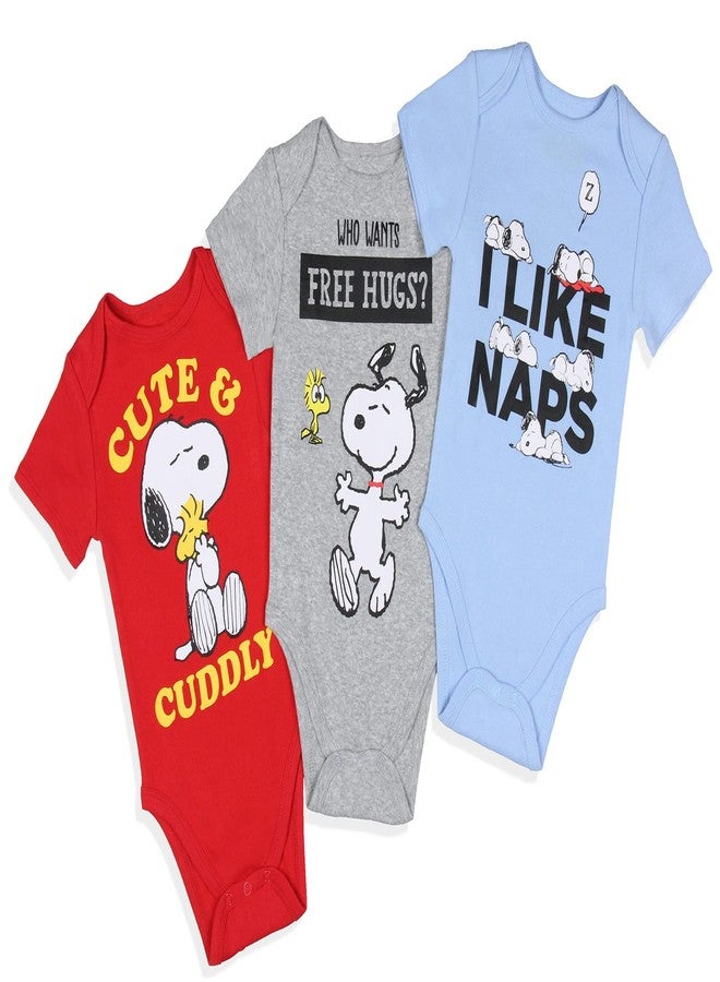 INTIMO Peanuts Infant Boys' Snoopy and Woodstock Sleeper 3 Pack Sleep Pajama (6 Months) Multicolored - Image 1