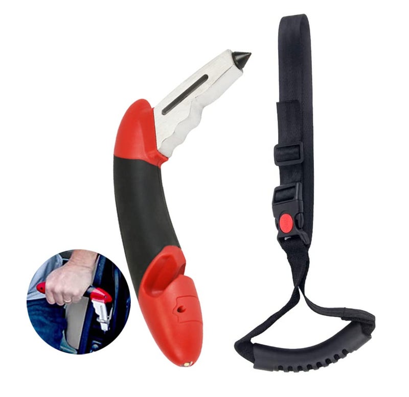 KAKKOII Car Handle Assist Holder, 5 in 1 Vehicle Support Handles, Seatbelt Cutter, Window Breaker, Car Emergency Tool with LED Flashlight for Elderly, Disabled - Image 1