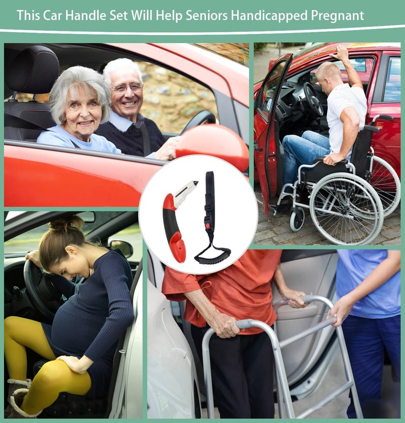 KAKKOII Car Handle Assist Holder, 5 in 1 Vehicle Support Handles, Seatbelt Cutter, Window Breaker, Car Emergency Tool with LED Flashlight for Elderly, Disabled - Image 3