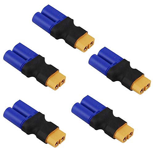 LINSYRC 5Pack XT60 Plug Female Connector to EC5 Plug Male Connector Adapter for RC Lipo Battery - Image 1