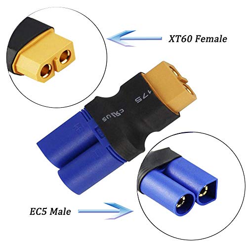 LINSYRC 5Pack XT60 Plug Female Connector to EC5 Plug Male Connector Adapter for RC Lipo Battery - Image 5