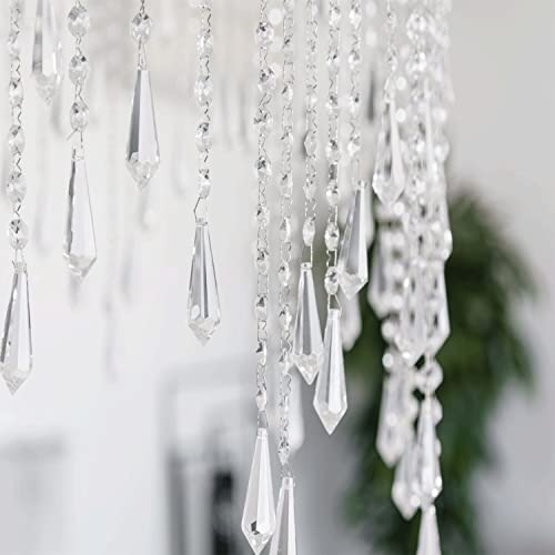 Jishi 30pk Crystal Ornaments for Christmas Tree Decorations, Acrylic Hanging Crystals for Centerpieces Home Decor, Clear Plastic Icicle Prism Drop Pendant w/Crystal Beads for Chandelier Party Supplies - Image 3