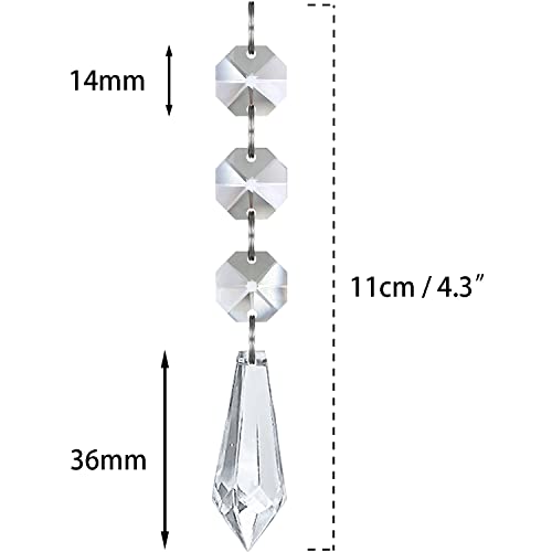Jishi 30pk Crystal Ornaments for Christmas Tree Decorations, Acrylic Hanging Crystals for Centerpieces Home Decor, Clear Plastic Icicle Prism Drop Pendant w/Crystal Beads for Chandelier Party Supplies - Image 2