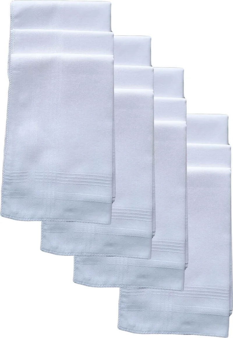 هيبسين راكيب Competing All 12 Pack Hand Pocket Collar Fabric Handkerchief 36X36 cm 100% Cotton Tm White