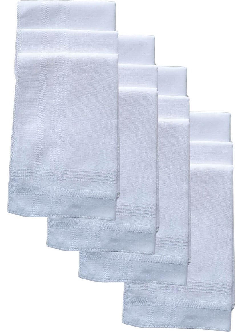 Hepsine Rakip Competing All 12 Pack Hand Pocket Collar Fabric Handkerchief 36X36 cm 100% Cotton Tm White  - Image 3