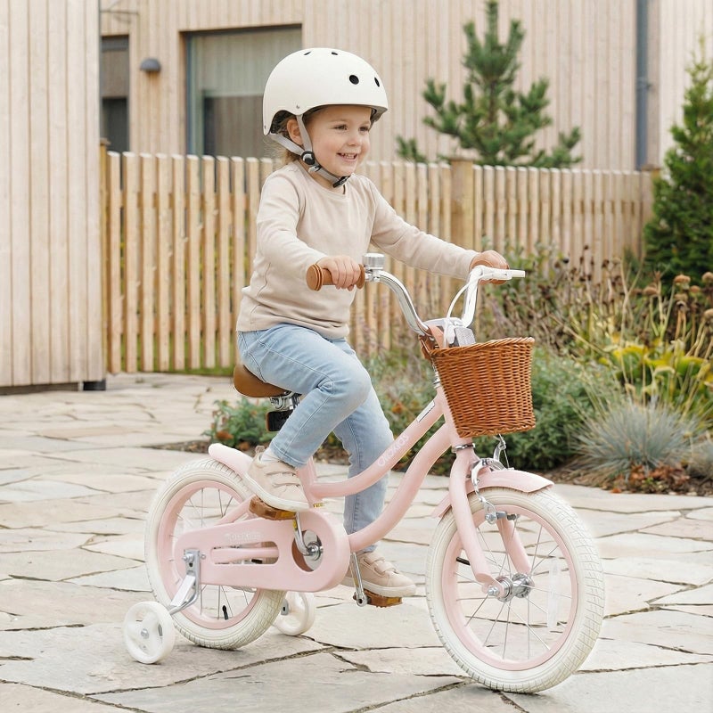 Olakids Kids Bike, 12 14 16 18 Inch Toddlers Bike with Training Wheels Rattan Basket Safety Bell Adjustable Seat and Handlebar, Children's Bicycle for Girls Boys Age 3-8 - Image 2
