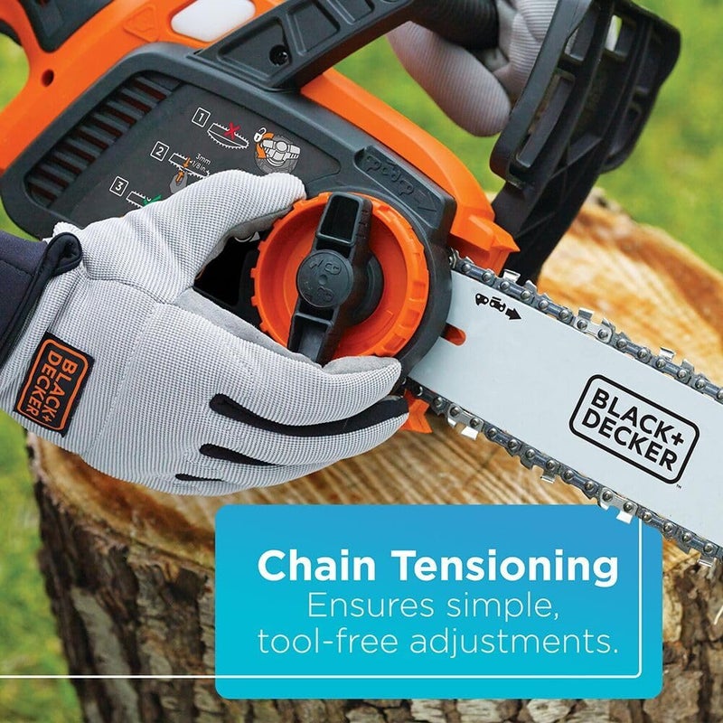 BLACK+DECKER 20V MAX Chain Saw Cordless Chainsaw, 10-Inch Battery Chainsaw, Tool Only, for Wood Cutting and Tree Pruning, Includes Guide Bar Scabbard (LCS1020B) - Image 5
