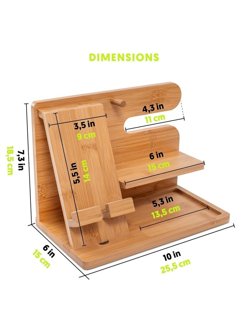 Arabest محطة شحن هاتف خشبية لحامل المفاتيح والمحفظة وحامل الساعة، فكرة منظم لطاولة السرير، أدوات للرجال، الزوج، الزوجة، الأب، الابن، الصديق، هدايا عيد الميلاد - Image 2