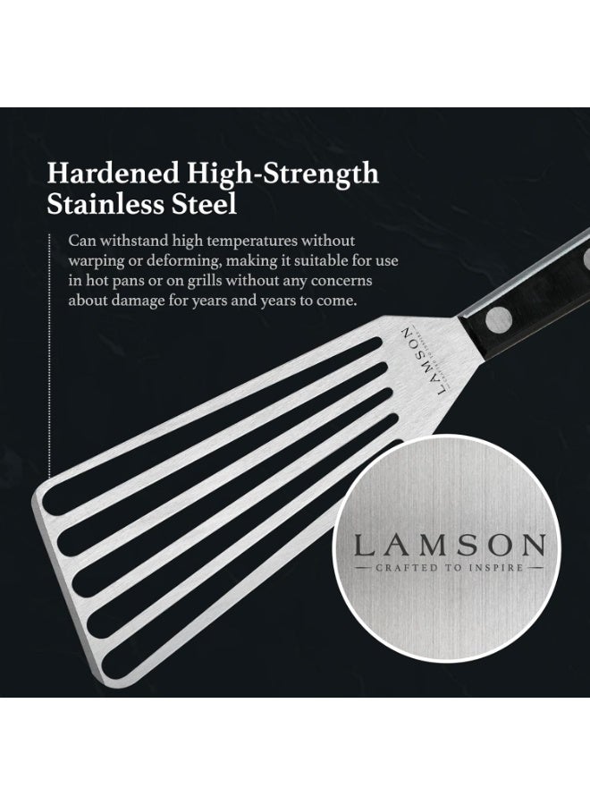 Lamson Lamson 3" x 6" Chef's Slotted Turner with Noir Ultra Durable Handle - Left Hand  - Image 3