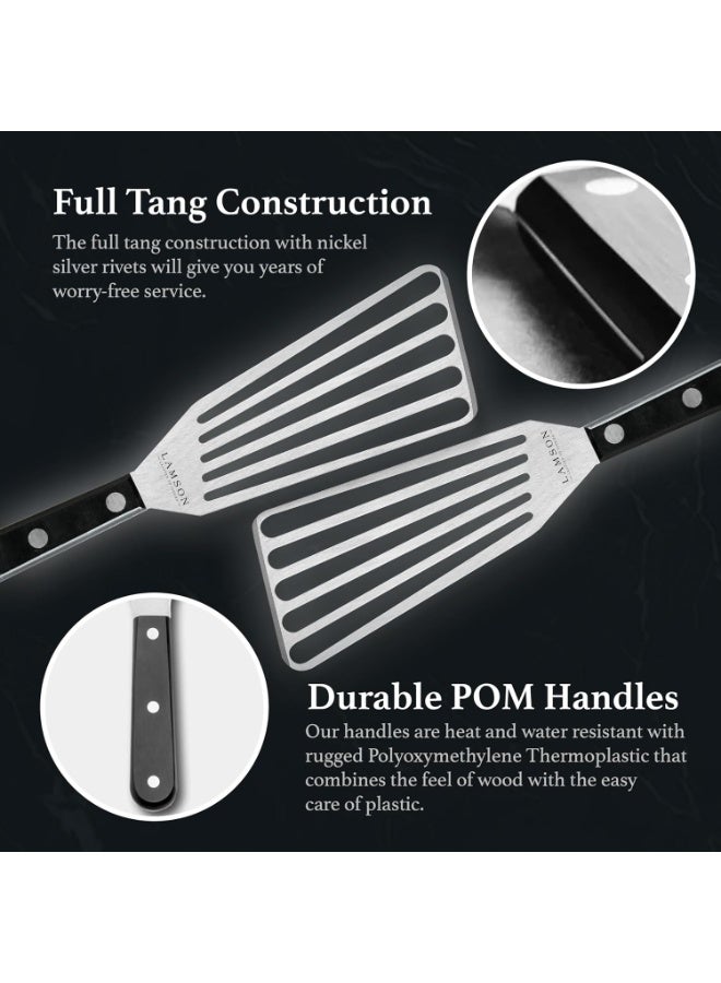 Lamson Lamson 3" x 6" Chef's Slotted Turner with Noir Ultra Durable Handle - Left Hand  - Image 2