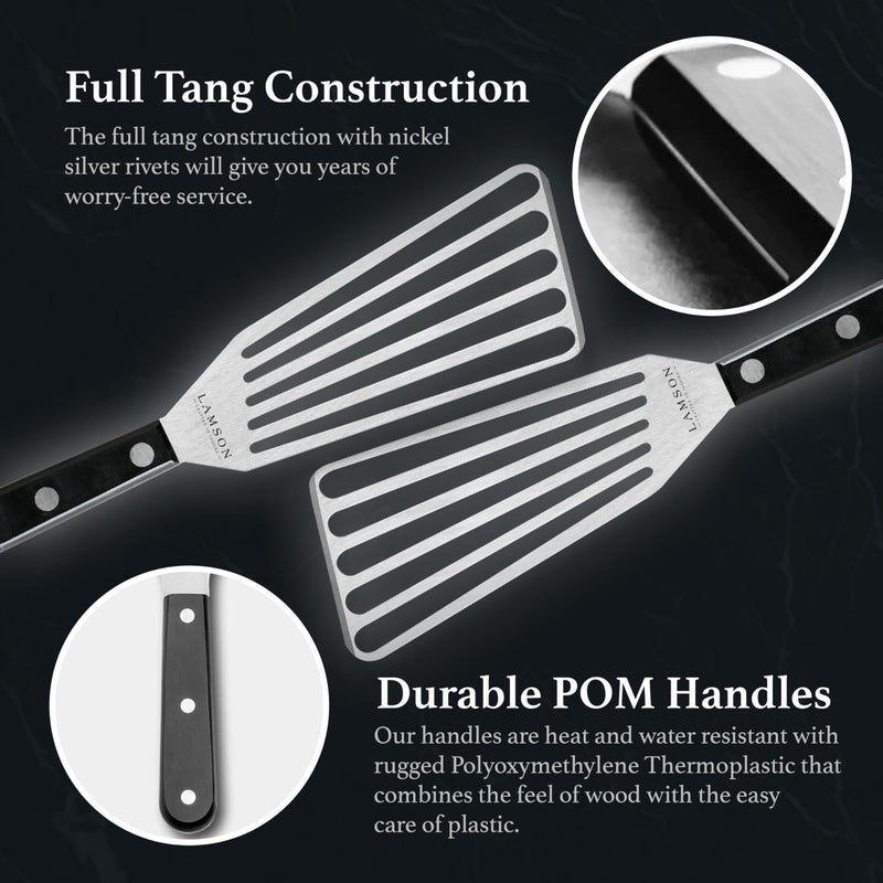Lamson 3" x 6" Chef's Slotted Turner with Ultra Durable Handle - Left Hand - Image 5