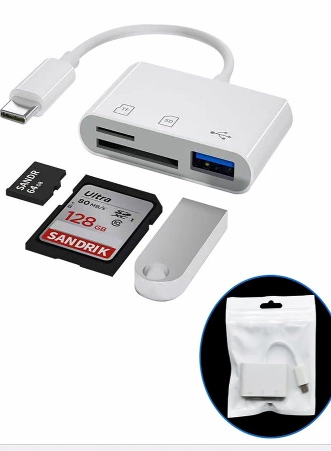 3 in 1 Multifunction USB C SD Card Reader, Type C to USB C Adapter Card Reader, TF Card Adapter Support Dual Reading and Writing(White)  - Image 2