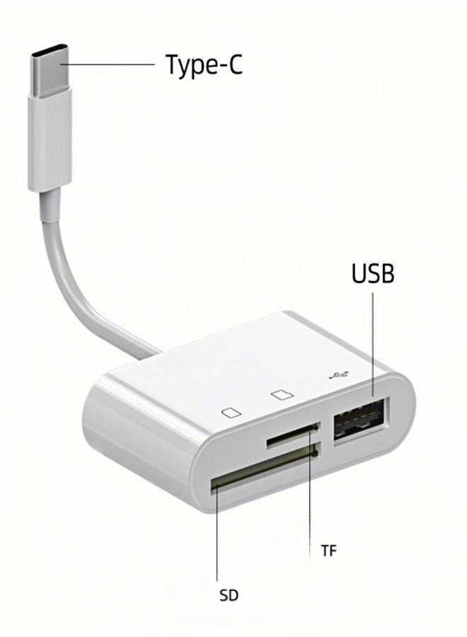 3 in 1 Multifunction USB C SD Card Reader, Type C to USB C Adapter Card Reader, TF Card Adapter Support Dual Reading and Writing(White)  - Image 3