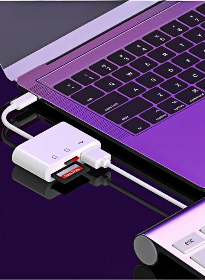 3 in 1 Multifunction USB C SD Card Reader, Type C to USB C Adapter Card Reader, TF Card Adapter Support Dual Reading and Writing(White)  - Image 5