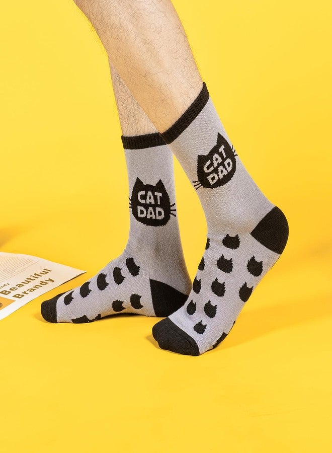 BISOUSOX Cat Dad Socks for Men, Mens Cat Gifts Funny Novelty Fun Crazy Black Socks, Birthday Daddy Christmas Gift Sock - Image 2