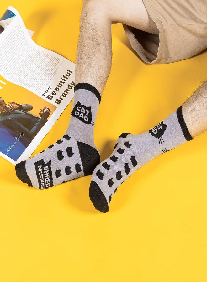 BISOUSOX Cat Dad Socks for Men, Mens Cat Gifts Funny Novelty Fun Crazy Black Socks, Birthday Daddy Christmas Gift Sock - Image 3
