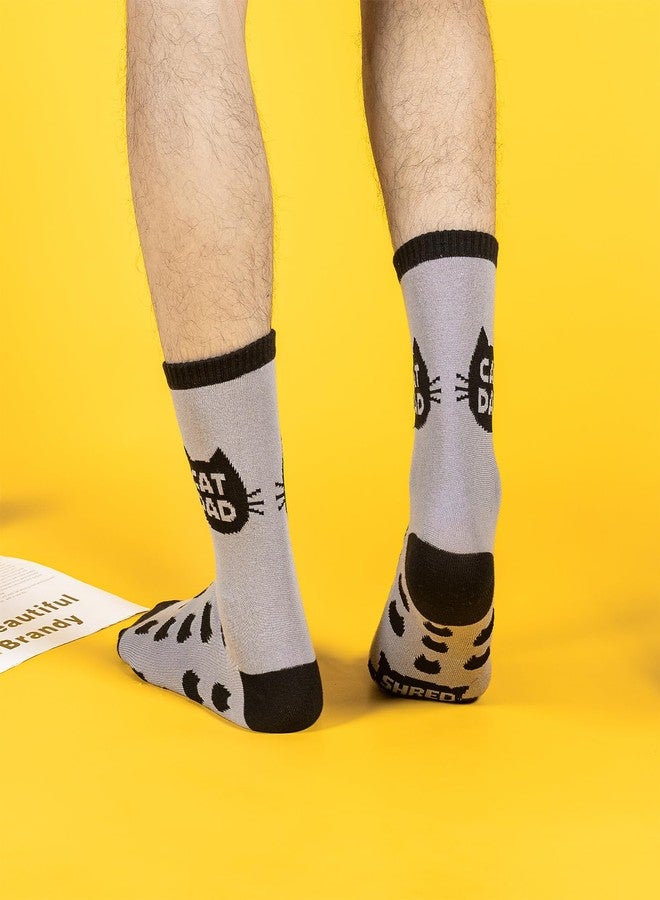 BISOUSOX Cat Dad Socks for Men, Mens Cat Gifts Funny Novelty Fun Crazy Black Socks, Birthday Daddy Christmas Gift Sock - Image 5