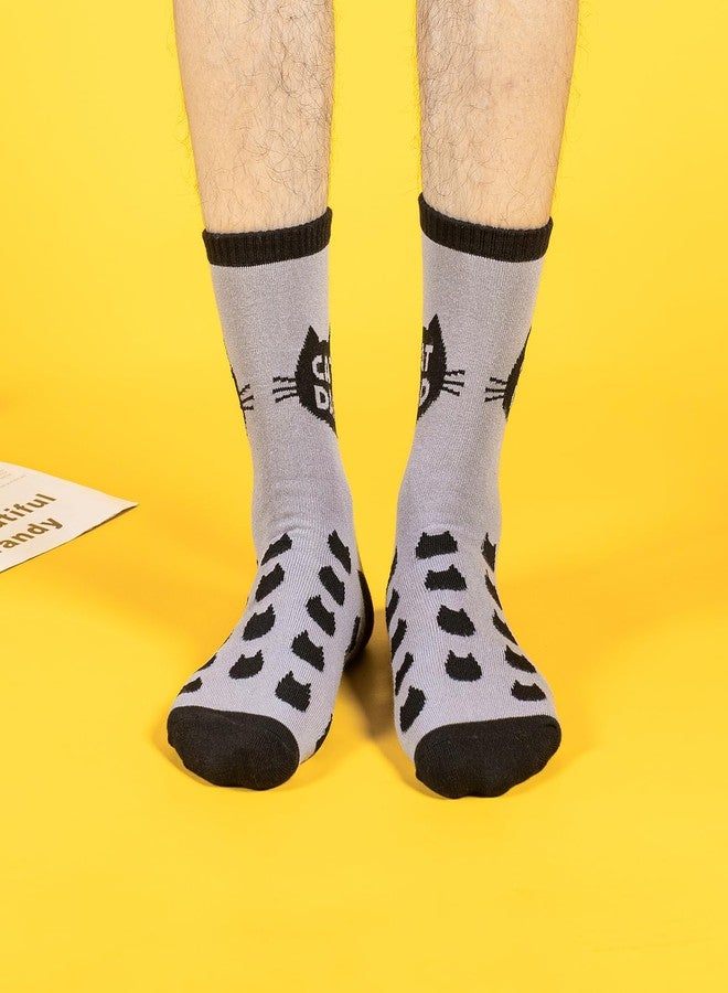 BISOUSOX Cat Dad Socks for Men, Mens Cat Gifts Funny Novelty Fun Crazy Black Socks, Birthday Daddy Christmas Gift Sock - Image 4
