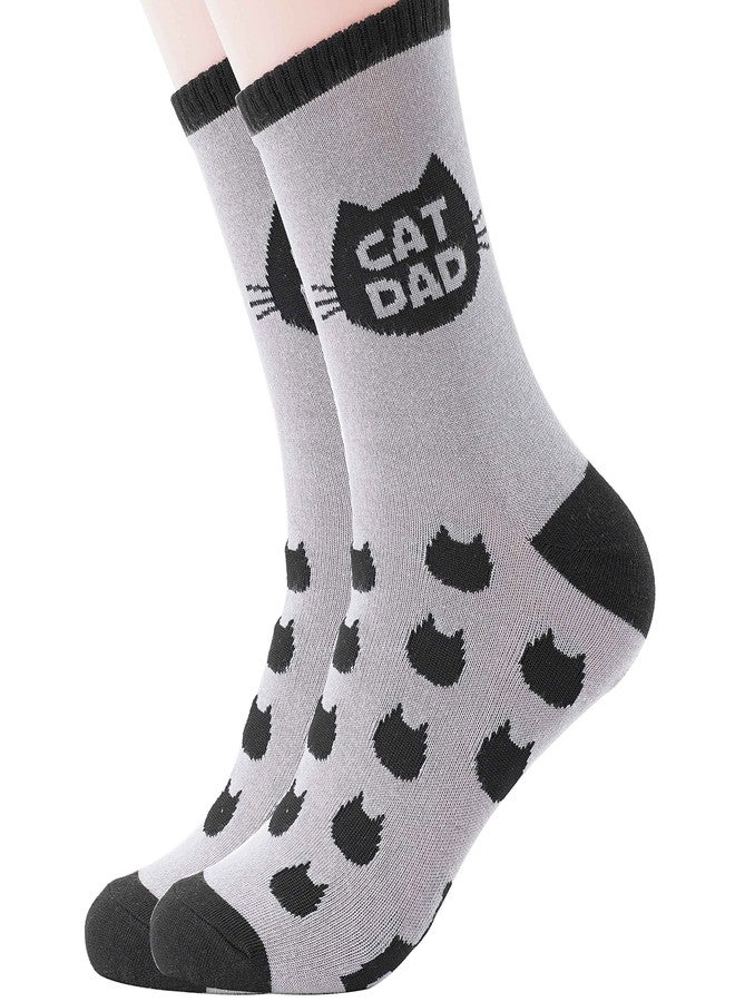 BISOUSOX Cat Dad Socks for Men, Mens Cat Gifts Funny Novelty Fun Crazy Black Socks, Birthday Daddy Christmas Gift Sock - Image 1