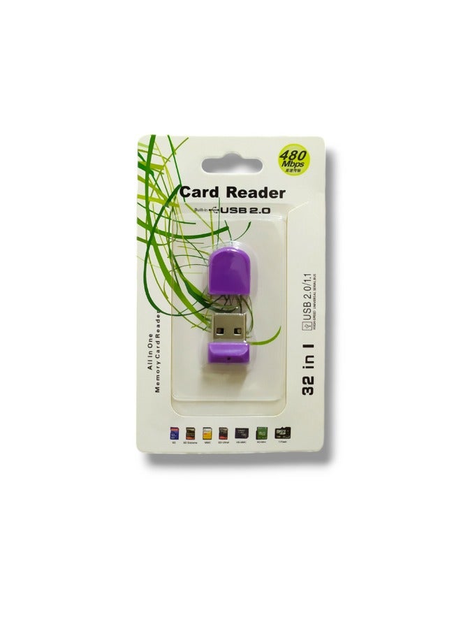 قارئ بطاقات الذاكرة الخارجية مايكرو اس دي (T-Flash) USB 2.0 لون بنفسجي  - Image 1
