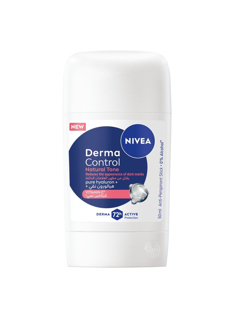 Nivea Derma Control Natural Tone Anti-Perspirant Stick With Pure Hyaluron And Vitamin C 50ml - Image 1