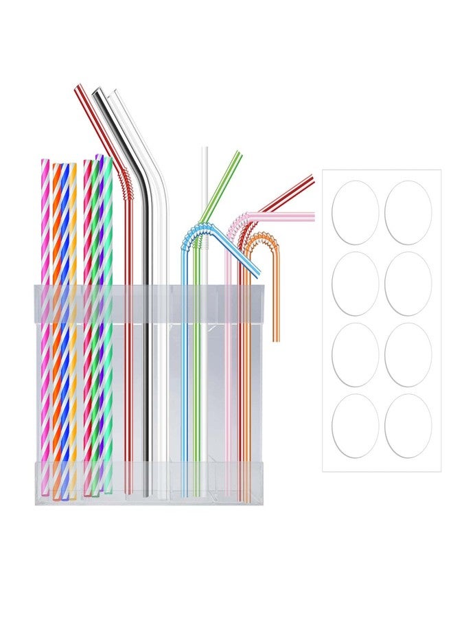BADAO Acrylic Straw Holder for Cabinet Door - Reusable Straw Dispenser & Organizer for Kitchen, Bathroom, and Pantry - Adhesive Mount, Drying Rack and Tumbler Storage Solution - Image 1