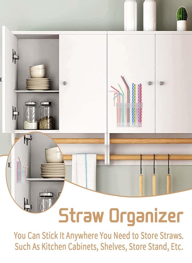 BADAO Acrylic Straw Holder for Cabinet Door - Reusable Straw Dispenser & Organizer for Kitchen, Bathroom, and Pantry - Adhesive Mount, Drying Rack and Tumbler Storage Solution - Image 2