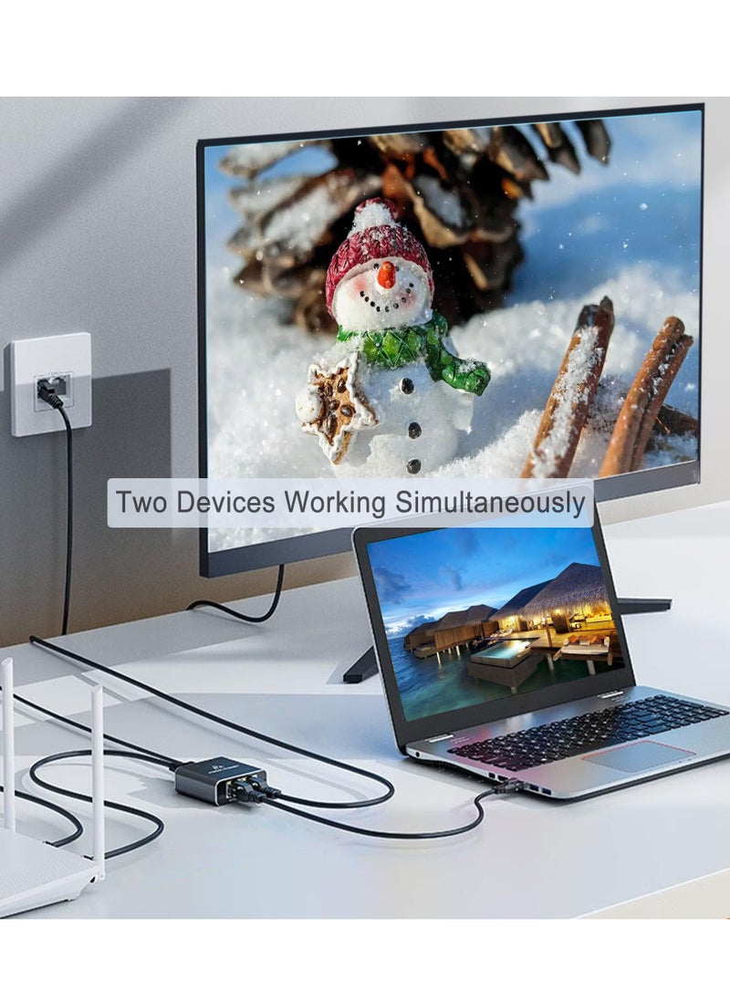 Excefore - محول موزع شبكة RJ45، موزع كابل إيثرنت، موزع إنترنت من 1 إلى 3 موزع شبكة LAN عالي السرعة 1000 ميجابت في الثانية، شبكة متزامنة لـ 3 أجهزة، لـ Cat5/5e/6/7/8 - Image 1