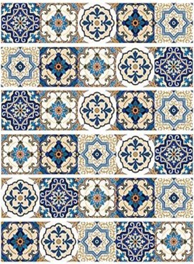 6 Pce/Set Creative DIY 3D Stairway Stickers Ceramic Tile Pattern for Room Stairs Decoration Home Decor Floor Wall Sticker Blue