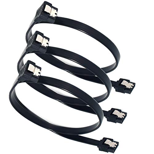 ELifeApply SATA Cables, Sata III 6.0 Gbps Cable 90 Degree Right Angle Data Cable 7 Pin with Locking Latch 18Inch for SATA HDD, SSD, CD Driver etc(3 Pack) - Image 1