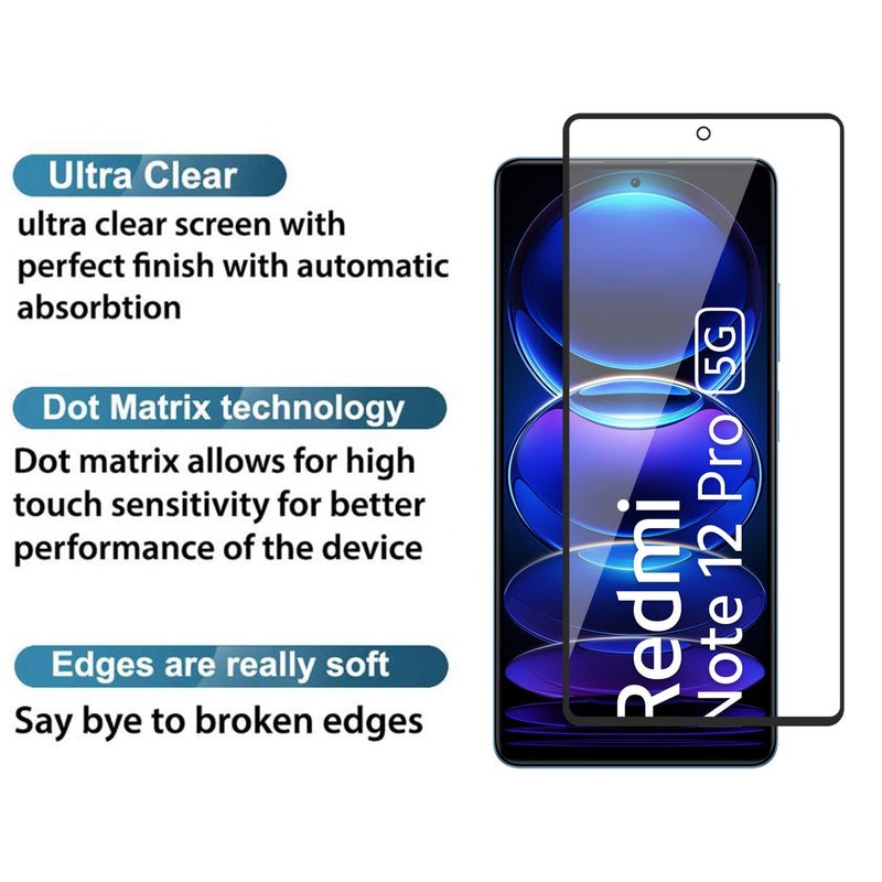 OpenTech حماية شاشة زجاجية مقسّاة عسكرية متوافقة مع Xiaomi Redmi Note 12 Pro/Note 12 Pro Plus/Note 12 Discovery مع تغطية من الحافة إلى الحافة ومجموعة تركيب سهلة - Image 3