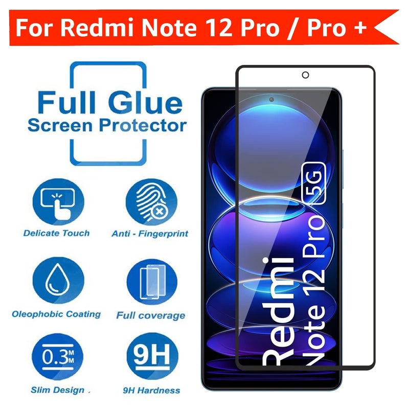 OpenTech حماية شاشة زجاجية مقسّاة عسكرية متوافقة مع Xiaomi Redmi Note 12 Pro/Note 12 Pro Plus/Note 12 Discovery مع تغطية من الحافة إلى الحافة ومجموعة تركيب سهلة - Image 2
