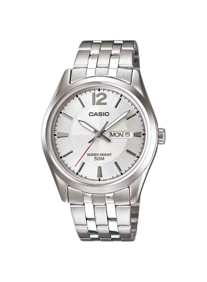 كاسيو ساعة كاسيو للرجال - MTP-1335D-7AVDF مينا فضية، سوار فضي - Image 1