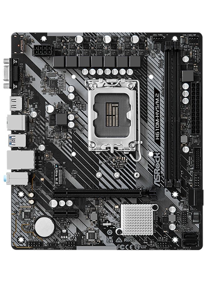 ASRock - ASRock Motherboard H610M-HVS/M.2 R2.0, LGA1700, 2 x DDR4 DIMMs, PCIe 4.0 x16, HDMI, D-Sub, Ultra M.2 - Image 1