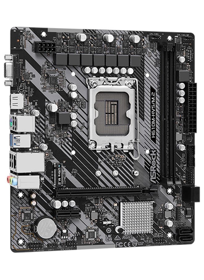 ASRock - ASRock Motherboard H610M-HVS/M.2 R2.0, LGA1700, 2 x DDR4 DIMMs, PCIe 4.0 x16, HDMI, D-Sub, Ultra M.2 - Image 1