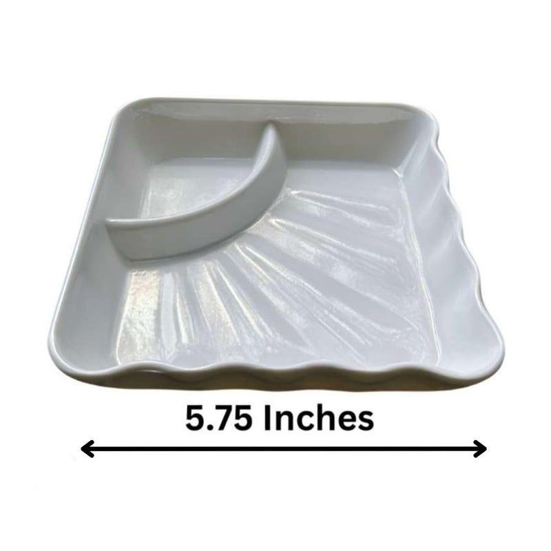 BARCROCK Acrylic White Small Plate for Sandwich, Samosa and Momos with Chutney Compartment, Stylish and Functional Serving Platter for Any Occasion (Pack of 6) - Image 4