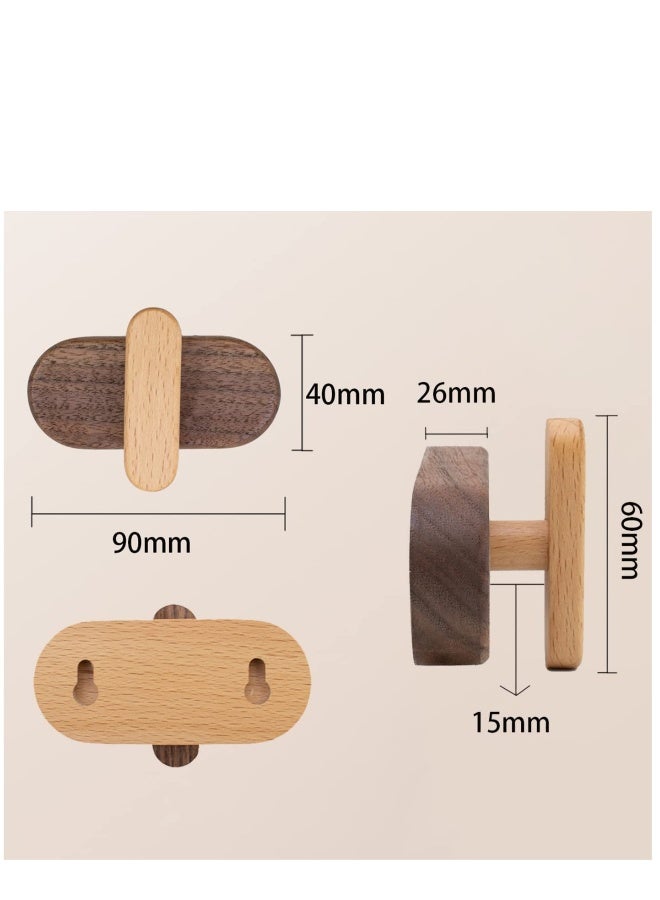 2 Pack Wood Wall Hooks, Wood Hooks for Hanging with Screws, Coat Hooks Hat Hanger for Hanging Rustic Decor/Towel Hooks for Hanging Coat, Scarf, Bag, Towel, Clothes, Hat and More - Image 2