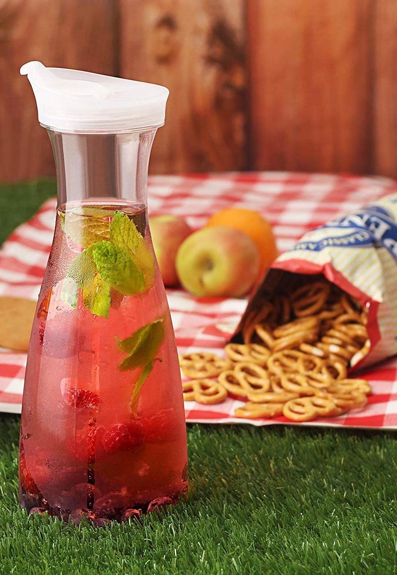 Home-Cart Home-Cart Polycarbonate Plastic Unbreakable Break Resistant Wine Water Juice Soft Drinks Decanter Bottle Jug Carafe with Lid - 1 Litre  - Image 3