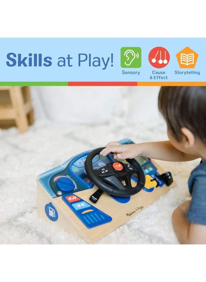 Melissa & Doug Vroom & Zoom Interactive Wooden Dashboard Steering Wheel Pretend Play Driving Toy, Multi-Colored, 1 Ea  - Image 5