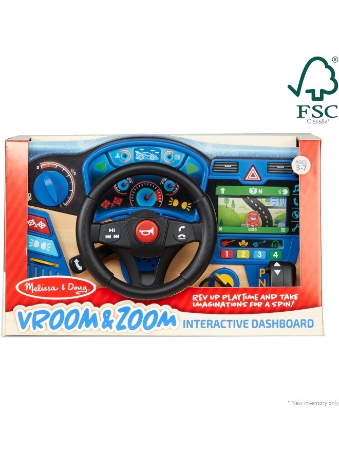 Melissa & Doug Vroom & Zoom Interactive Wooden Dashboard Steering Wheel Pretend Play Driving Toy, Multi-Colored, 1 Ea  - Image 3