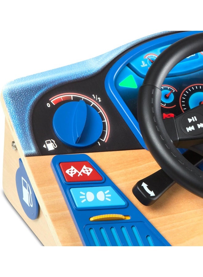 Melissa & Doug Vroom & Zoom Interactive Wooden Dashboard Steering Wheel Pretend Play Driving Toy, Multi-Colored, 1 Ea  - Image 4