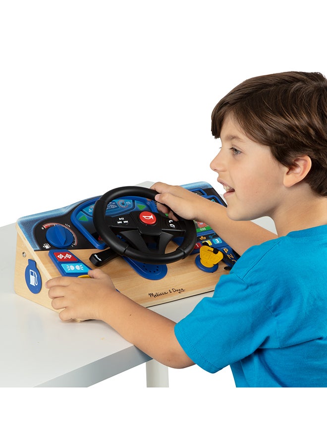 Melissa & Doug - فroom & Zoom لوحة عدادات خشبية تفاعلية عجلة قيادة لعبة درايفينغ تمثيلية - Image 1