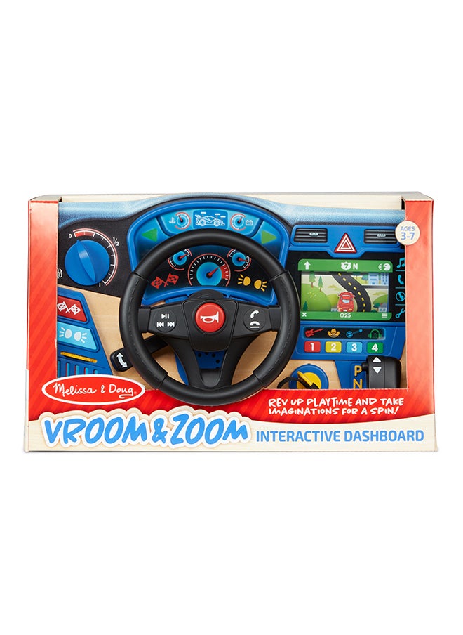 Melissa & Doug - فroom & Zoom لوحة عدادات خشبية تفاعلية عجلة قيادة لعبة درايفينغ تمثيلية - Image 1