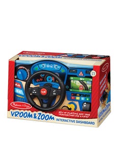Melissa & Doug Vroom & Zoom Interactive Wooden Dashboard Steering Wheel Pretend Play Driving Toy  - Image 2