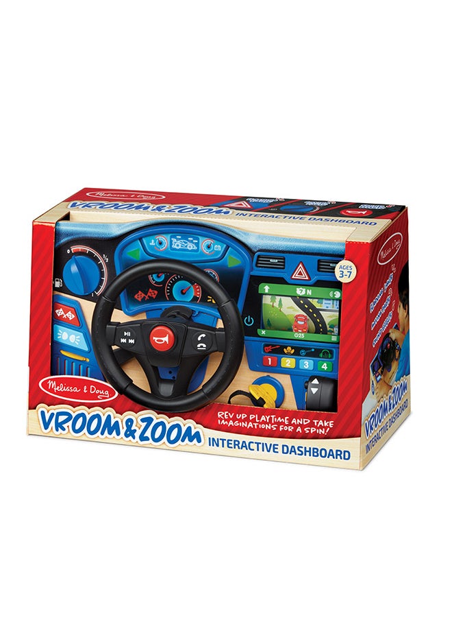 Melissa & Doug - فroom & Zoom لوحة عدادات خشبية تفاعلية عجلة قيادة لعبة درايفينغ تمثيلية - Image 1