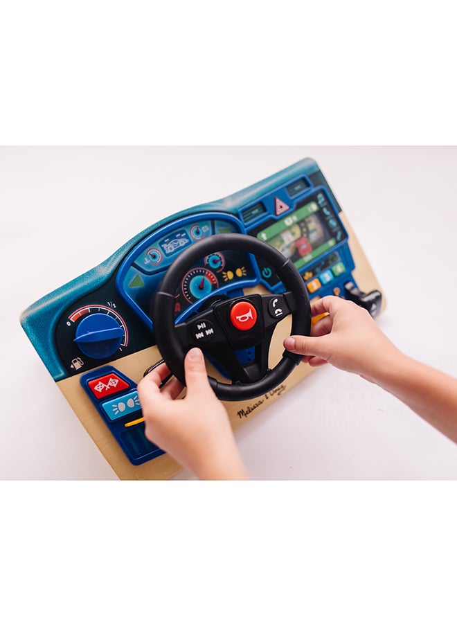 Melissa & Doug - فroom & Zoom لوحة عدادات خشبية تفاعلية عجلة قيادة لعبة درايفينغ تمثيلية - Image 1
