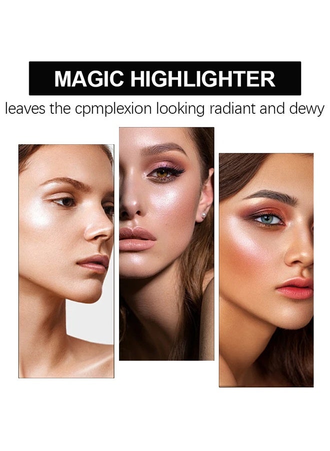 يابوليان 3 ألوان أحمر الخدود وهايلايتر باليت ، بودرة الظل المعدنية اللامعة ، مجموعة مكياج Illuminator للتظليل ، وإبراز الوجه وتحديده ، ومكياج هايلايتر طويل الأمد - Image 3